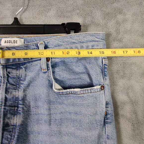 AGOLDE Jeans Women 31 Blue Riley Straight High Rise Light Denim Stretch Pants - Picture 3 of 6
